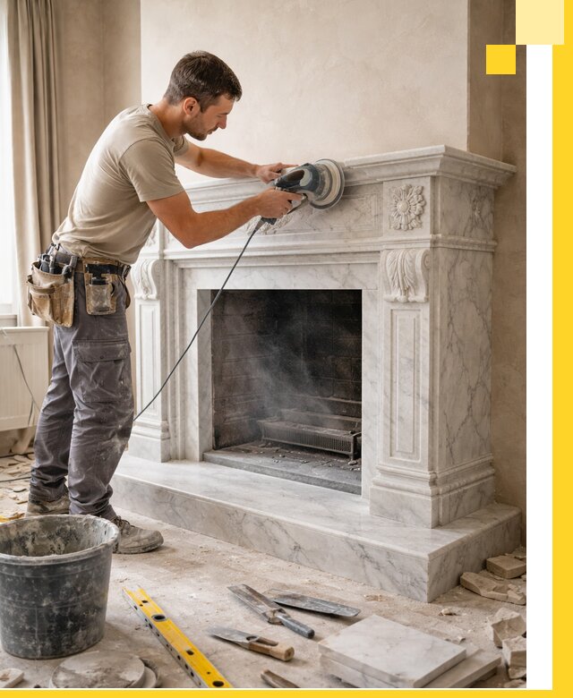 Изготовление и установка мраморных каминов в Артёме под ключ