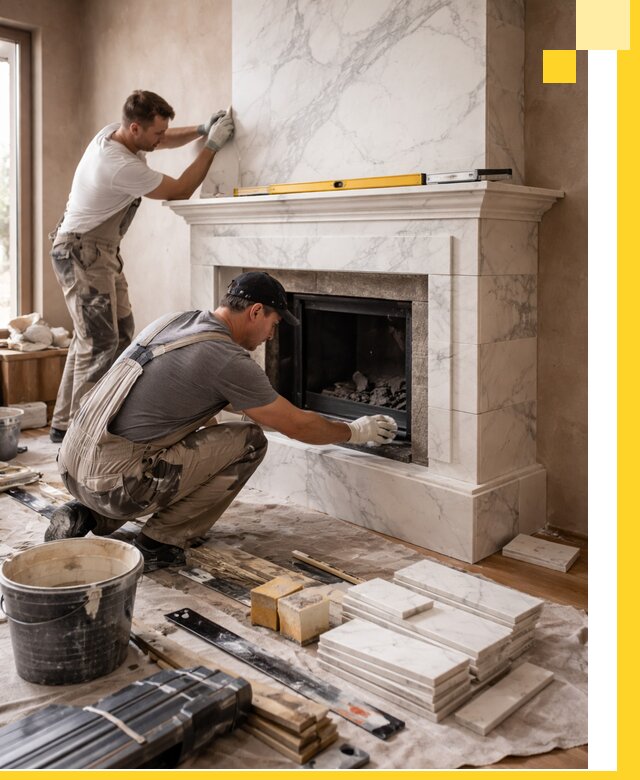 Отделка каминов в Артёме качественные облицовочные работы