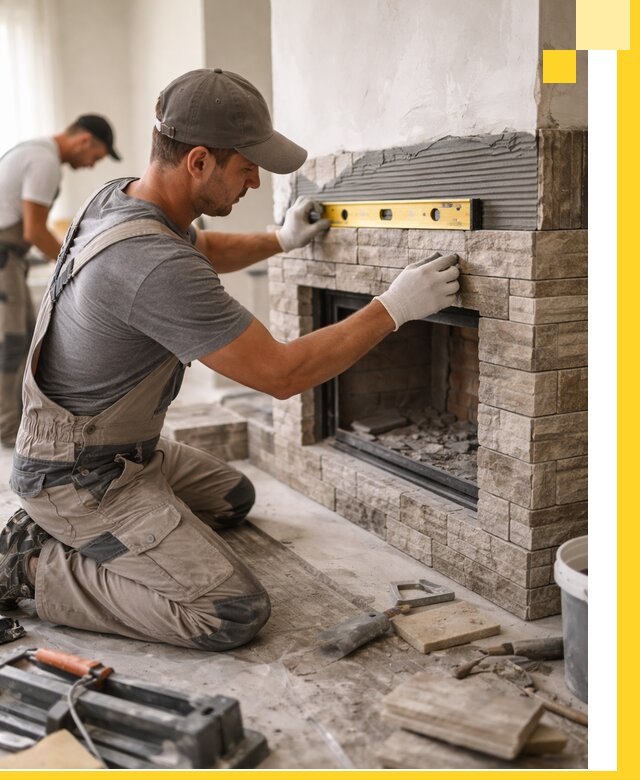 Облицовка каминов в Артёме, монтаж и отделка натуральным камнем