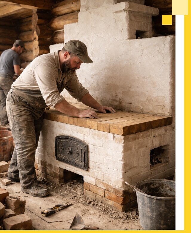 Проектирование и установка русской печи с лежанкой в Артёме