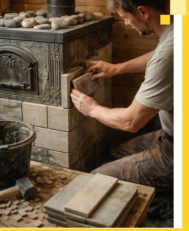 Облицовка банных печей в Артёме профессиональная отделка