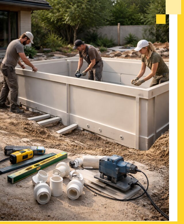 Установка полипропиленовых бассейнов под ключ в Артёме