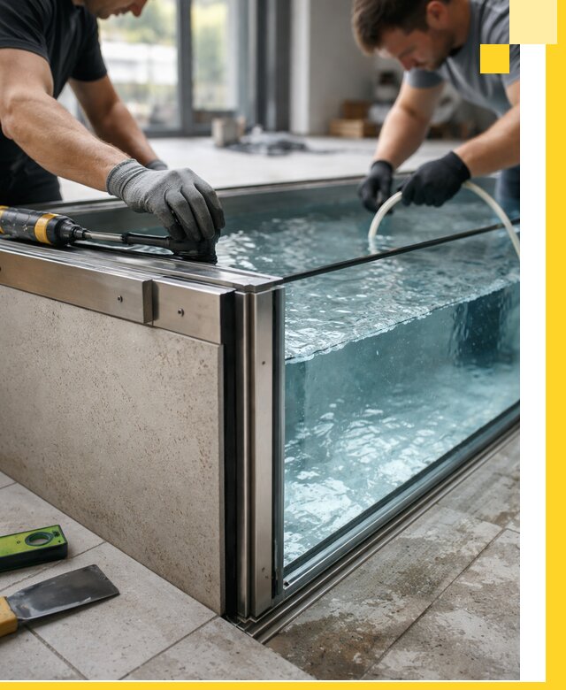 Проектирование и монтаж стеклянных бассейнов в Артёме