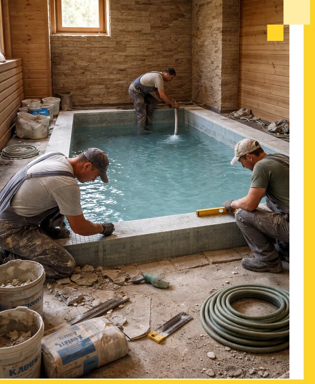 Проектирование и строительство бассейнов для бани в Артёме