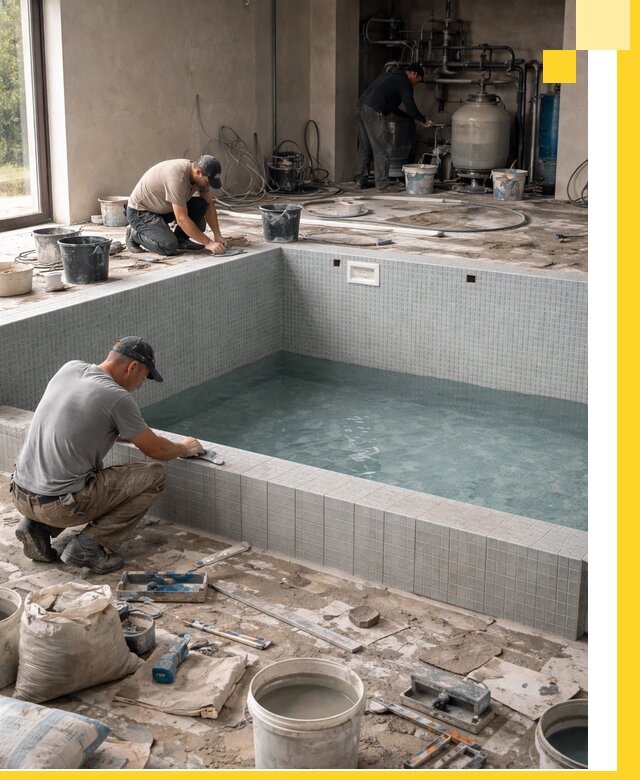 Строительство и монтаж бассейнов в помещении в Артёме