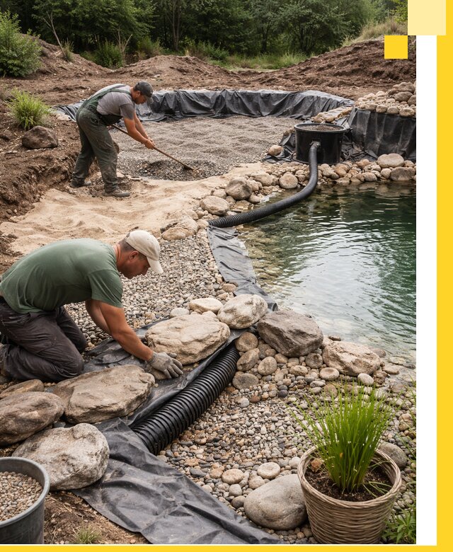 Строительство природных бассейнов и озер в Артёме под ключ