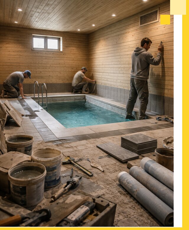 Строительство бани с бассейном и сауной под ключ в Артёме