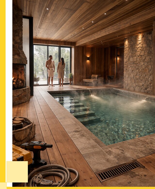 Проекты бань с бассейном под ключ в Артёме от 77753 р., ЭриданАрт