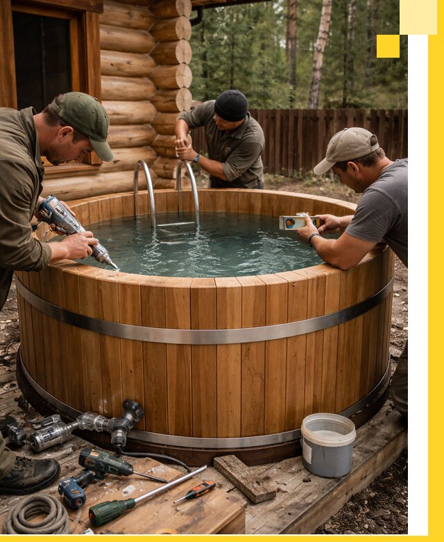 Строительство бань с купелью под ключ и отделкой в Артёме