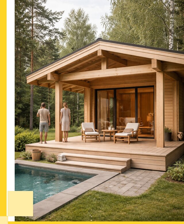 Бани с террасой под ключ в Артёме от 622020 р. | ЭриданАрт