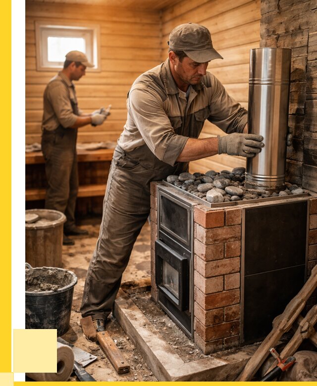 Монтаж печи в бане под ключ в Артёме от 20734 р. | ЭриданАрт