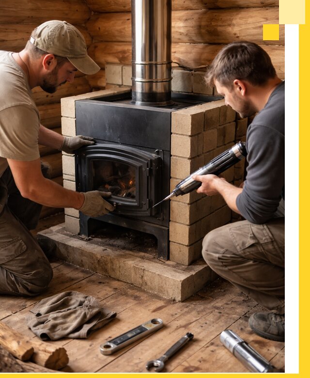 Монтаж и установка печи в бане под ключ с гарантией в Артёме