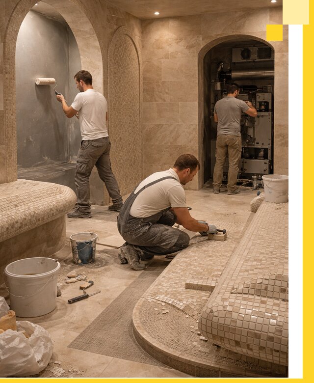 Строительство бани с хамамом и бассейном под ключ в Артёме