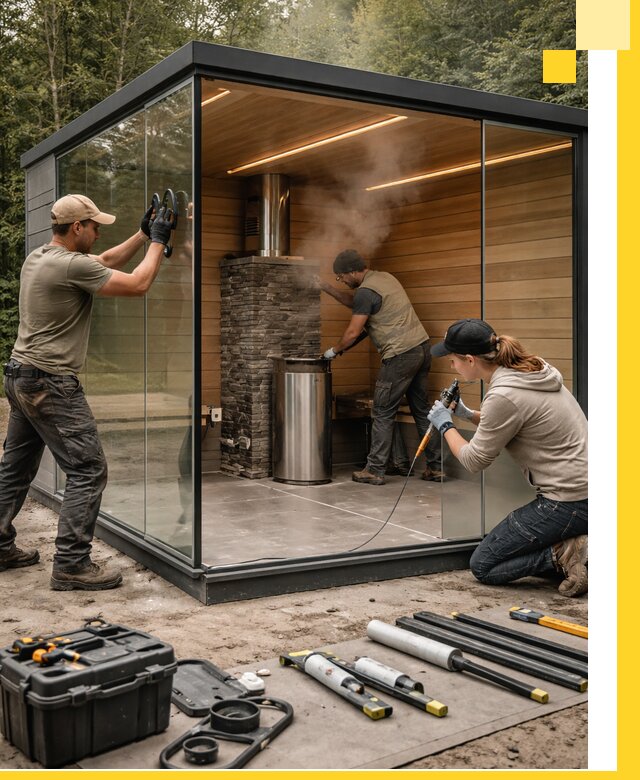 Проектирование и строительство стеклянных бань в Артёме