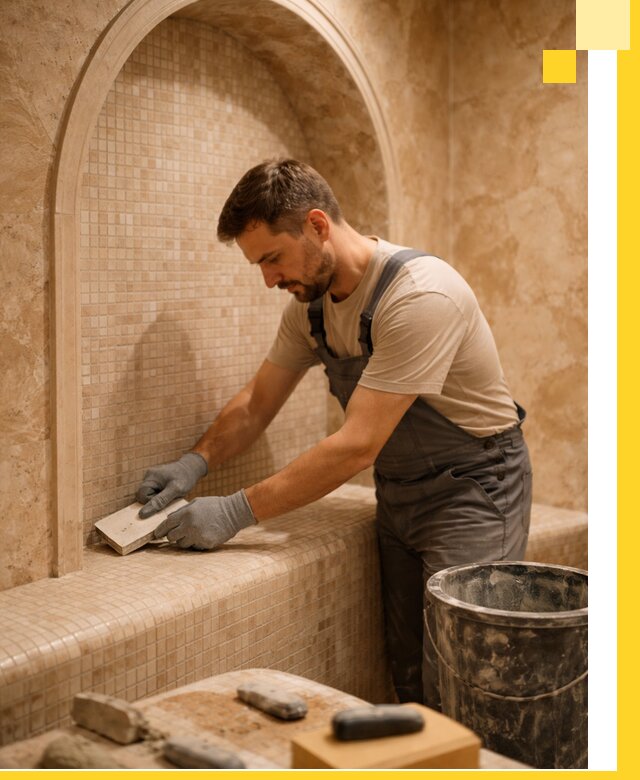 Профессиональная отделка хамамов с мозаикой под ключ в Артёме