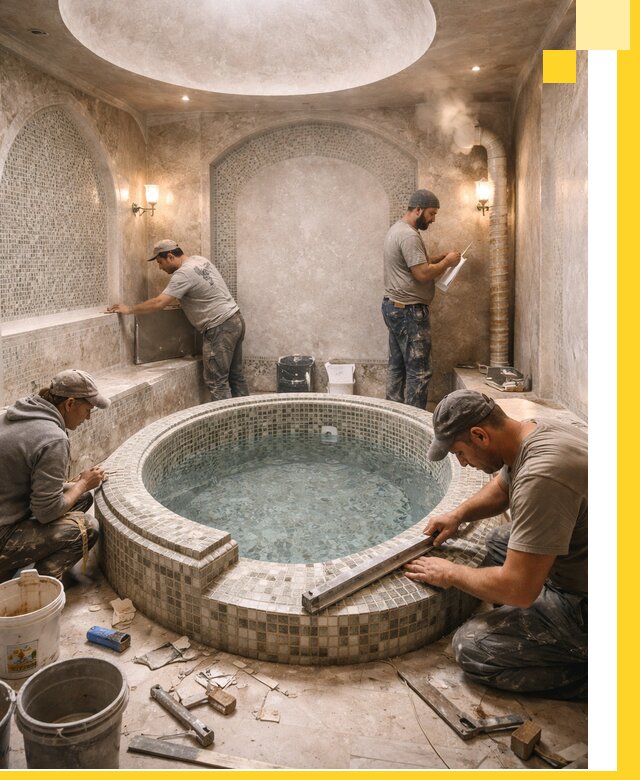 Профессиональное строительство хамама с бассейном в Артёме под ключ