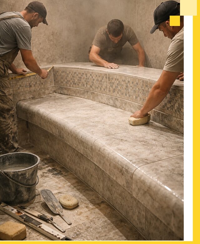 Изготовление и установка сидений для хамама в Артёме